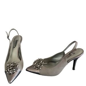 J. Renee’ Silver Gray Beaded Slingback Heel
